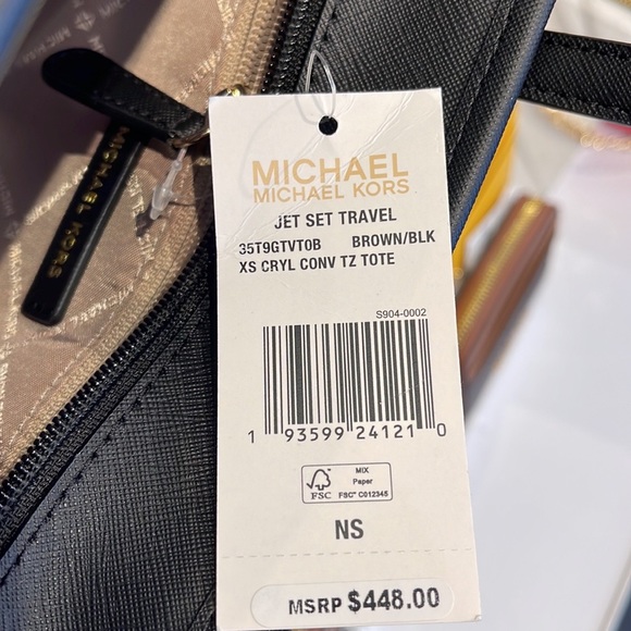 MICHAEL KORS 
Jet Set Travel Extra-Small Logo Top-Zip Tote Bag
BROWN/Back 
NWT - Picture 10 of 16